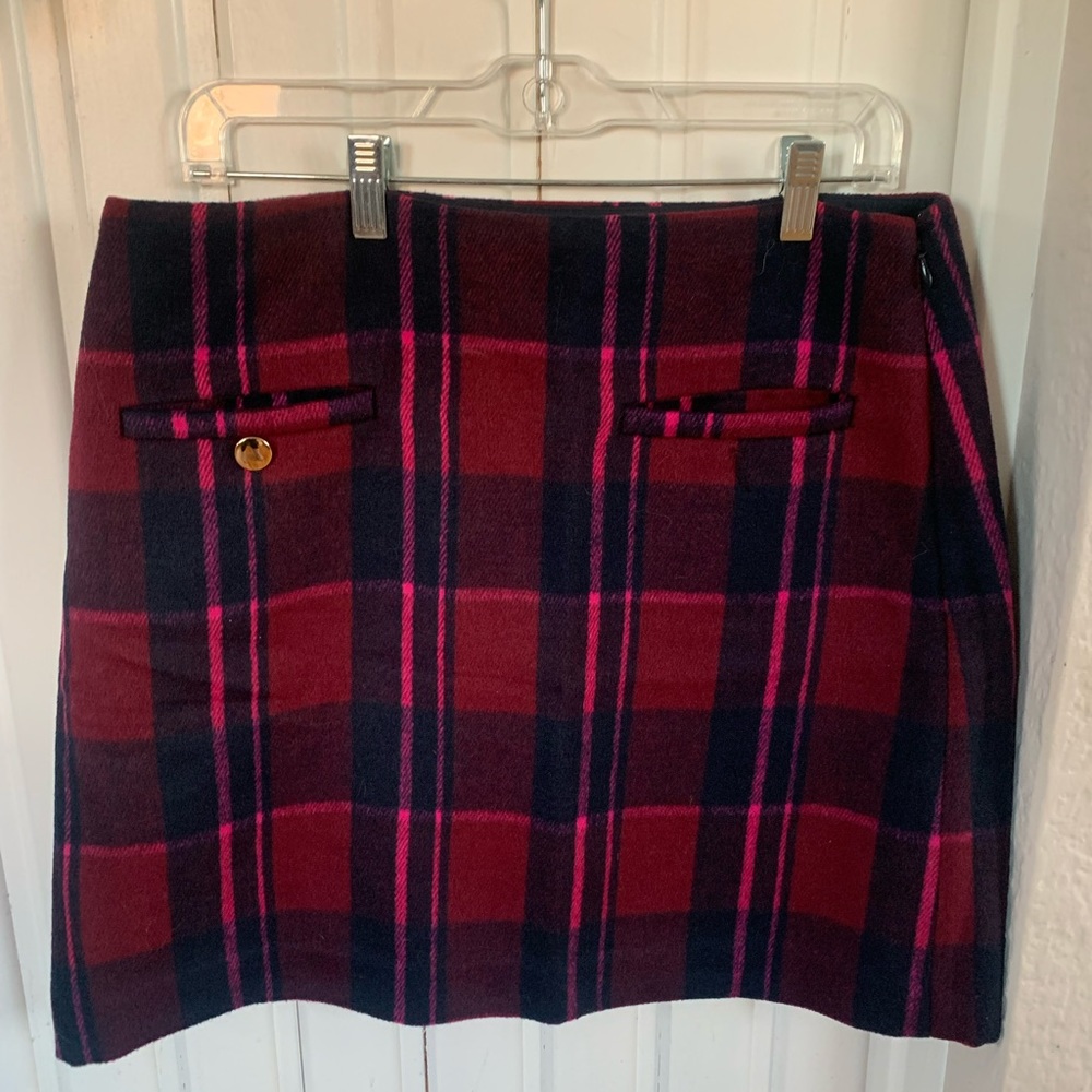 LOFT wooly plaid pocket skirt